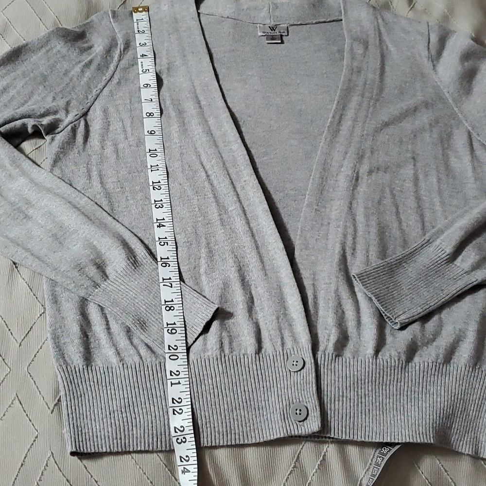Worthington Gray Open Front Button Cardigan Sweater Cotton Blend Size Large - Picture 10 of 11